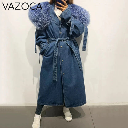 Fur Collar Denim Coat