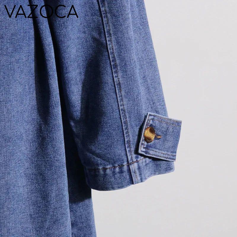 Fur Collar Trench Denim Coat