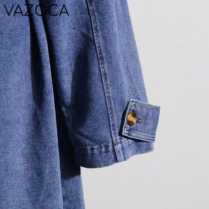 Fur Collar Trench Denim Coat