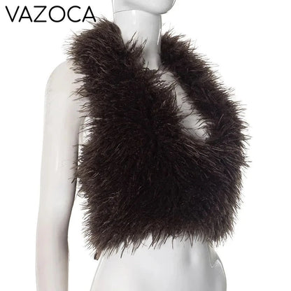 Fur Crop Vest Coat