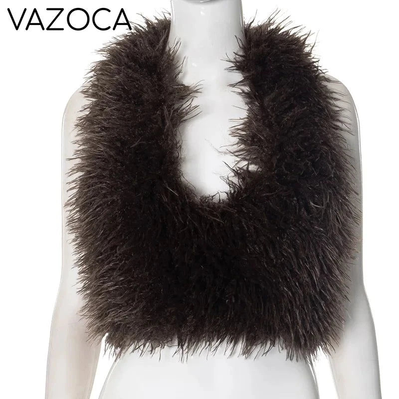 Fur Crop Vest Coat
