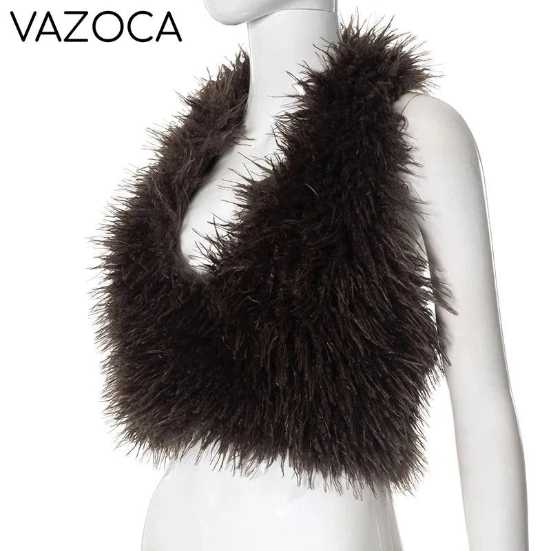 Fur Crop Vest Coat
