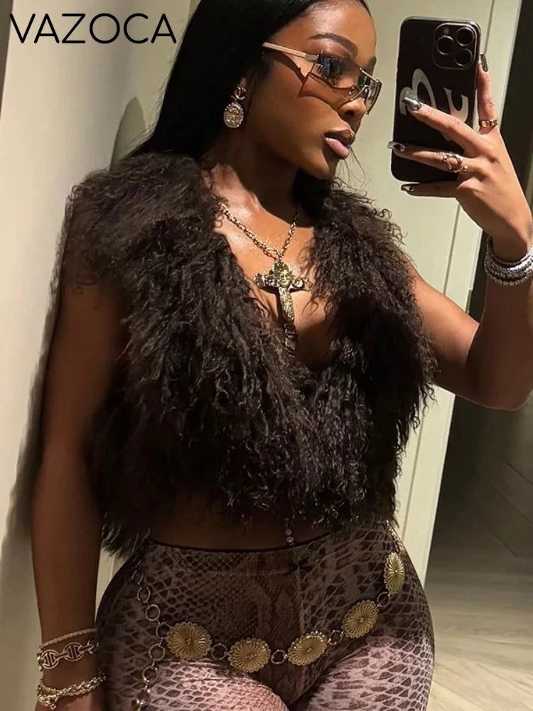 Fur Crop Vest Coat