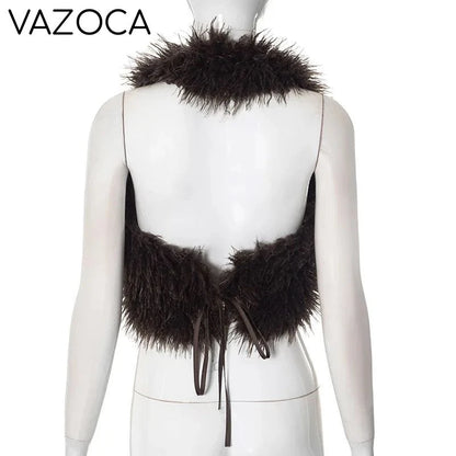 Fur Crop Vest Coat