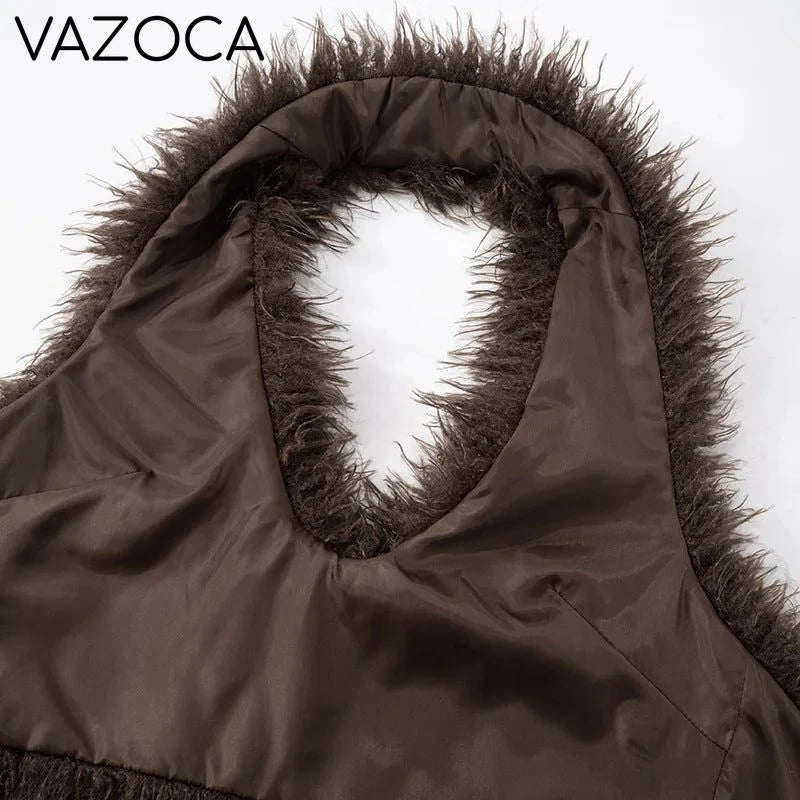 Fur Crop Vest Coat