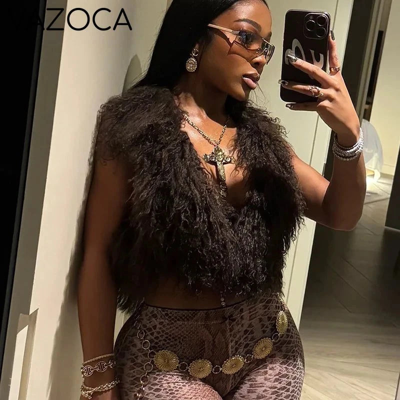 Fur Crop Vest Coat