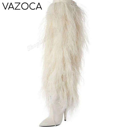 Furry Pointy Toe Boots