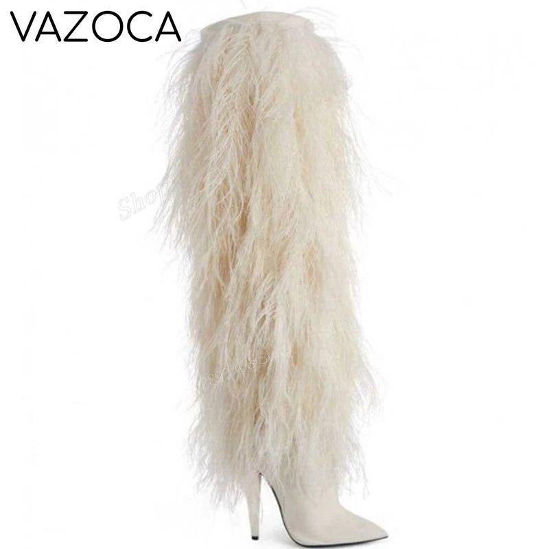 Furry Pointy Toe Boots