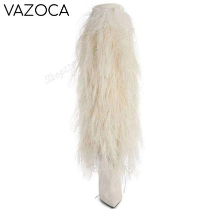 Furry Pointy Toe Boots