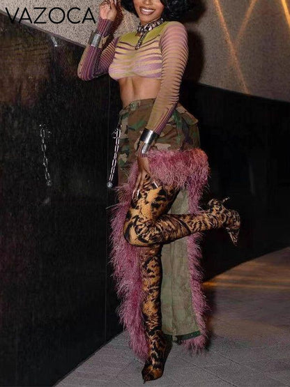 Feather Combo Camo Skirt