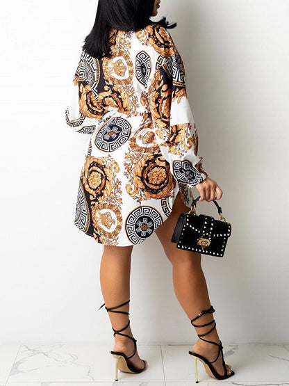 Morchique Printed Belted Shirt Dress