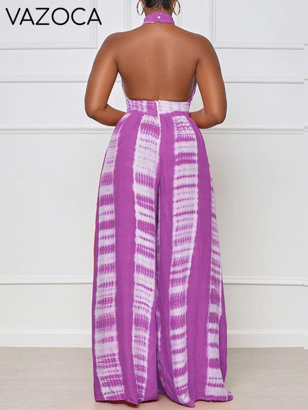 Printed Halter Wide-Leg Jumpsuit