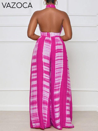 Printed Halter Wide-Leg Jumpsuit