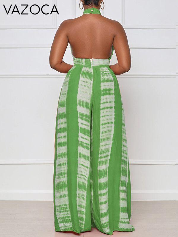 Printed Halter Wide-Leg Jumpsuit