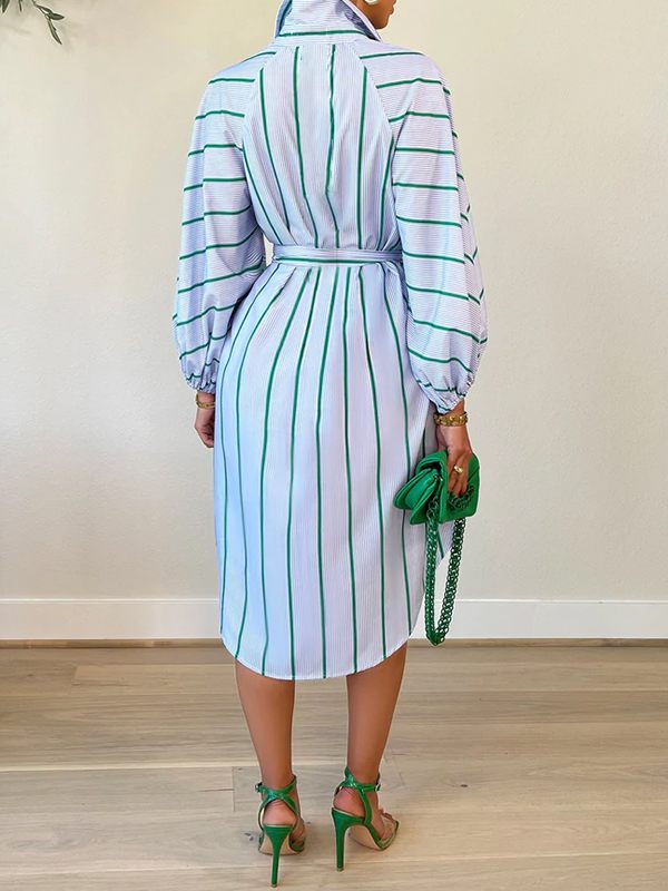 Stripe Tied Shirt Dress--Clearance