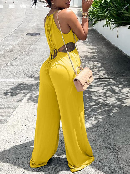 Morchique Lace-Up Wide-Leg Jumpsuit