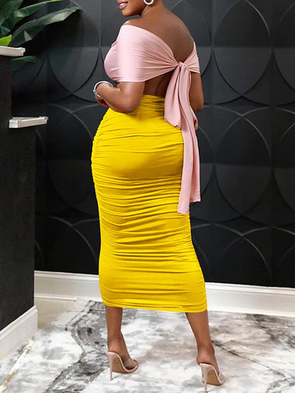 Two-Tone Tied-Back Dress -- sold out