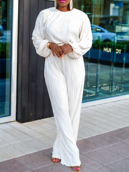 Plisse Wide Leg Set