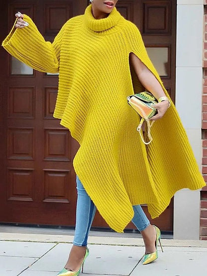 Knit Turtleneck Cape Top