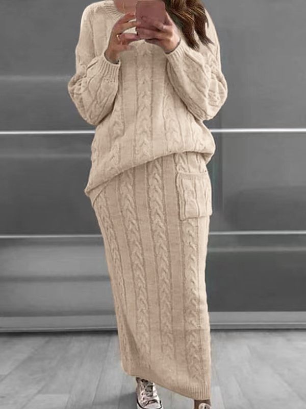 Cable-Knit Sweater & Skirt Set