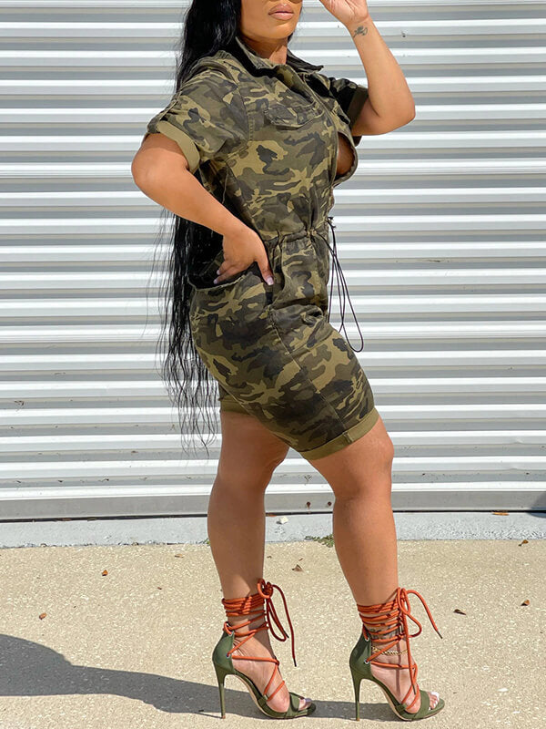 Morchique Camo Zip-Front Romper