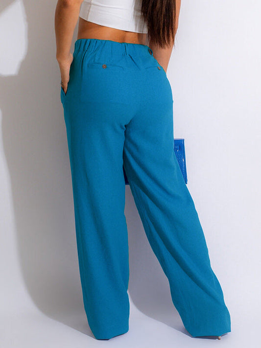Solid Straight-Leg Pants