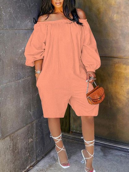 Morchique Off Shoulder Puff Sleeve Romper