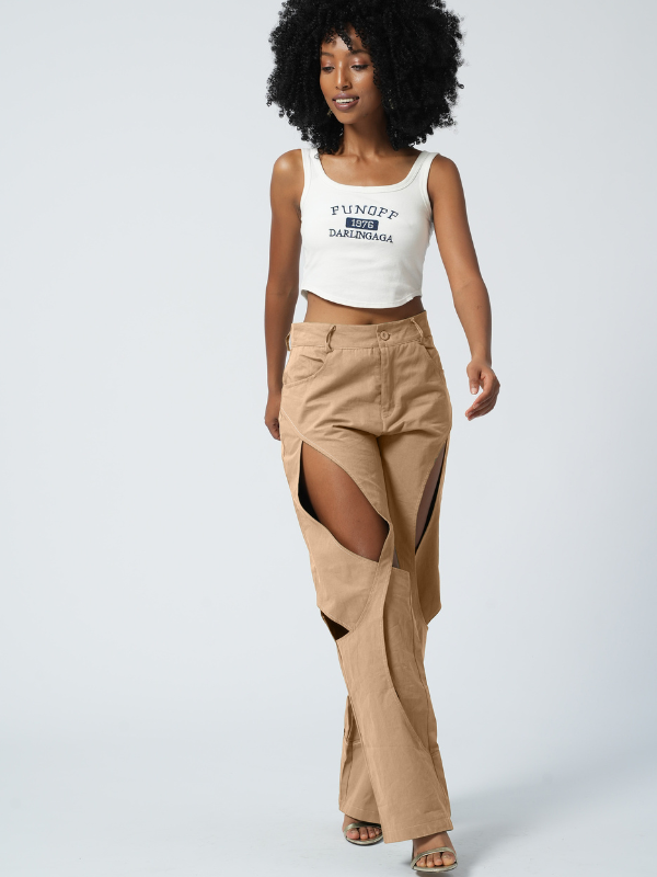 Cutout Pants Khaki