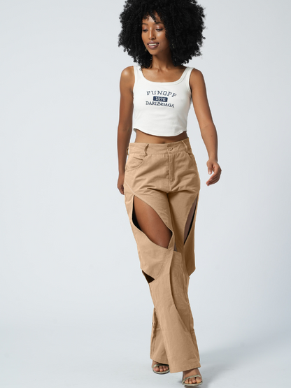 Cutout Pants Khaki