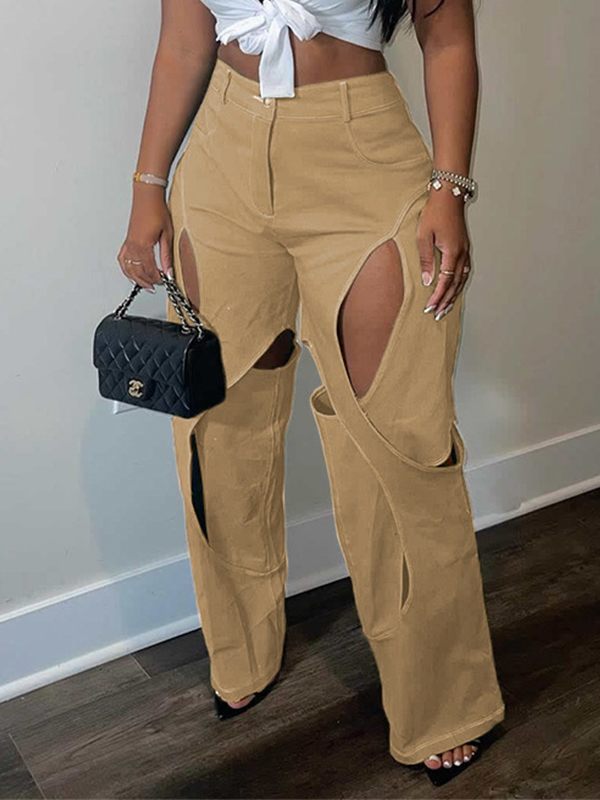 Gorgeousladie Solid Cutout Pants