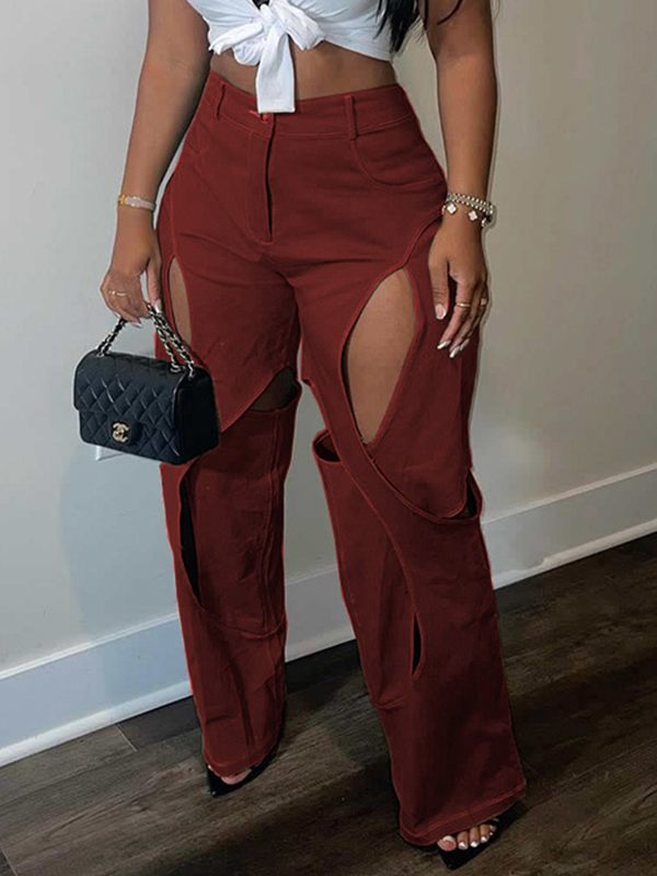 Gorgeousladie Solid Cutout Pants