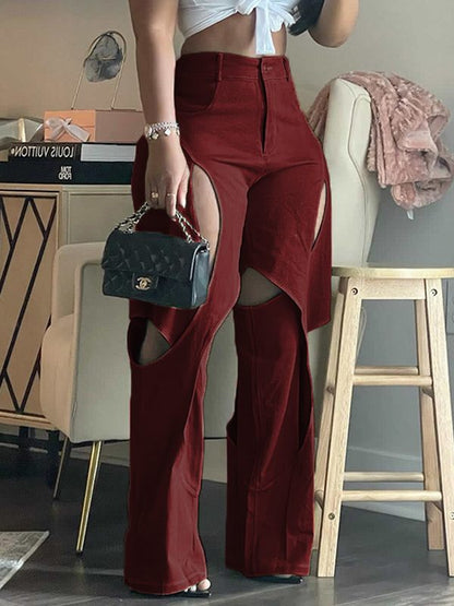 Gorgeousladie Solid Cutout Pants