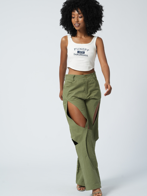 Cutout Pants Olive