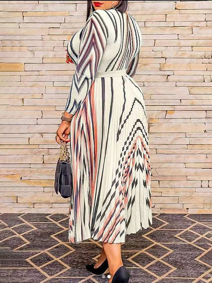 Printed Pleated Dress--Clearance