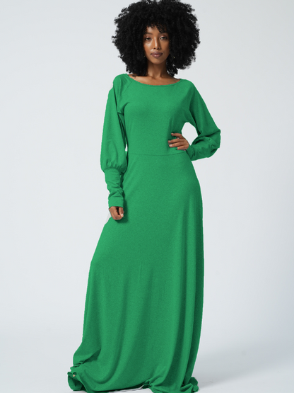 Bishop Sleeve Maxi Dress Forest Green