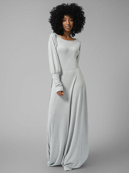 Bishop Sleeve Maxi Dress Gray