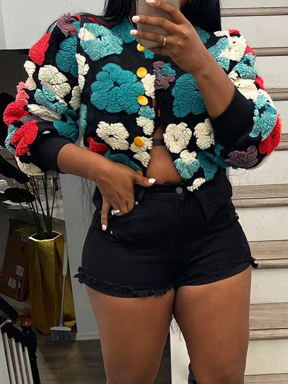 Gorgeousladie Floral Bomber Jacket