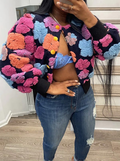 Gorgeousladie Floral Bomber Jacket