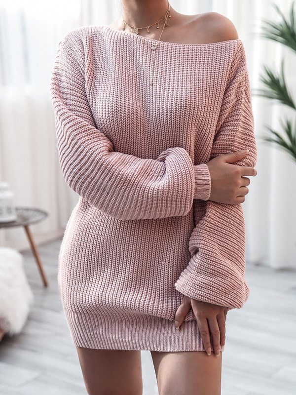 Boat-Neck Knit Dress