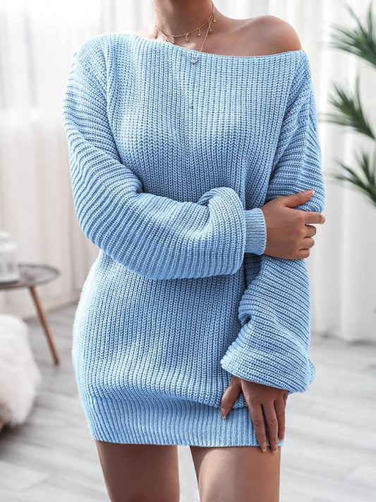 Boat-Neck Knit Dress