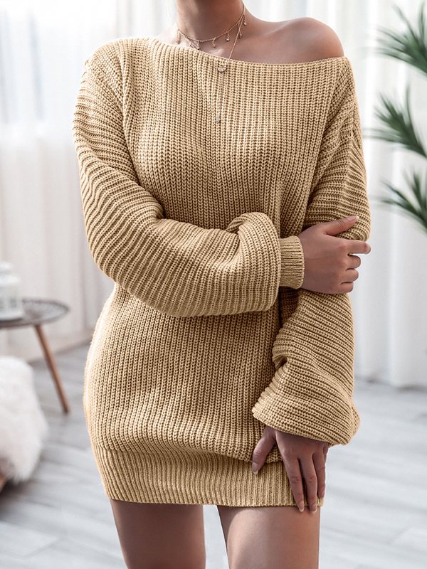 Boat-Neck Knit Dress