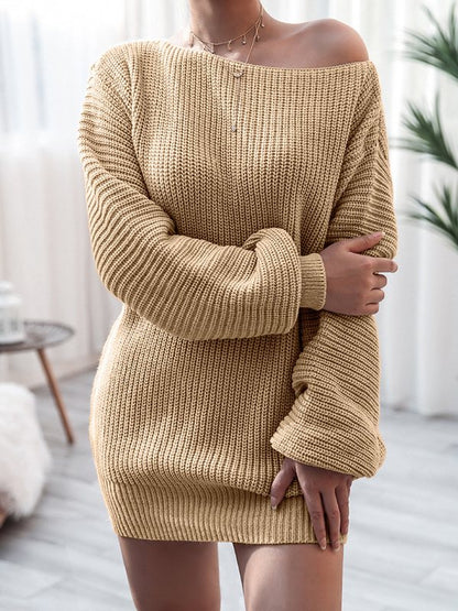 Boat-Neck Knit Dress
