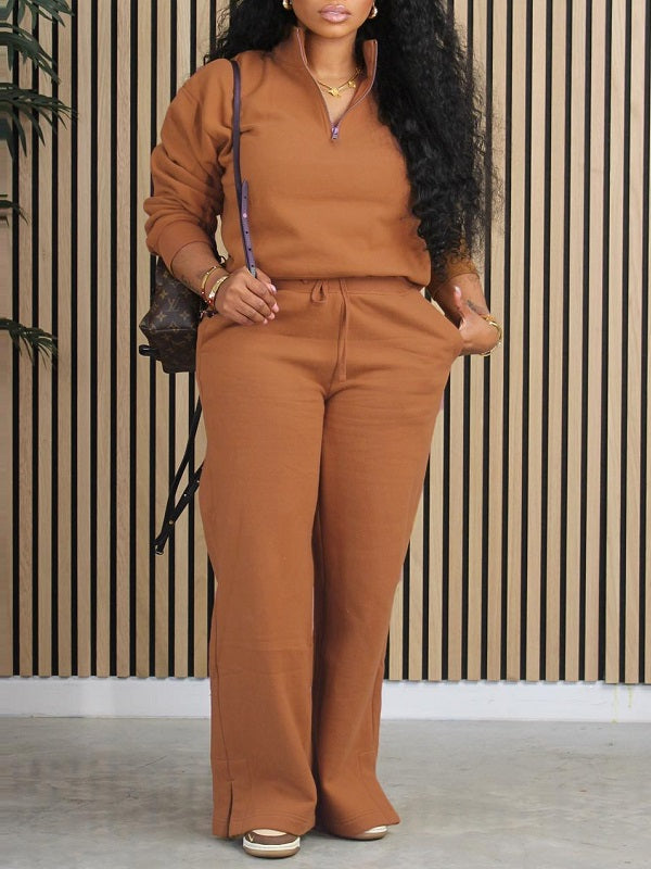 Quarter-zip Sweatshirt & Straight Pants Peanut