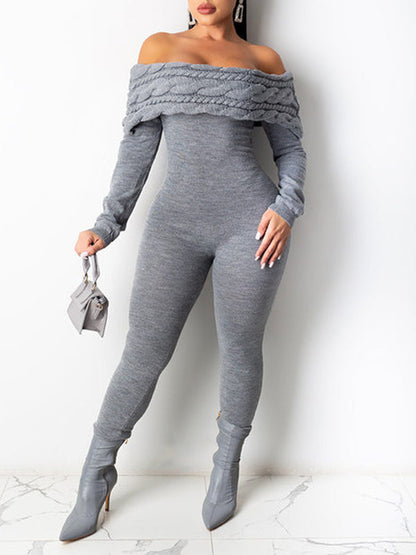 Off-Shoulder Knit Jumpsuit