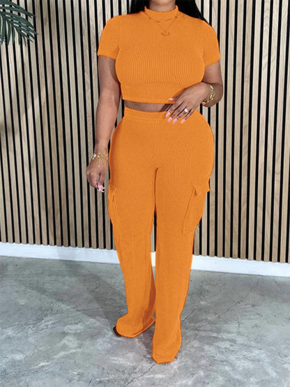 Morchique Solid Tee & Cargo Pants Set
