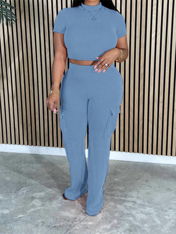 Morchique Solid Tee & Cargo Pants Set
