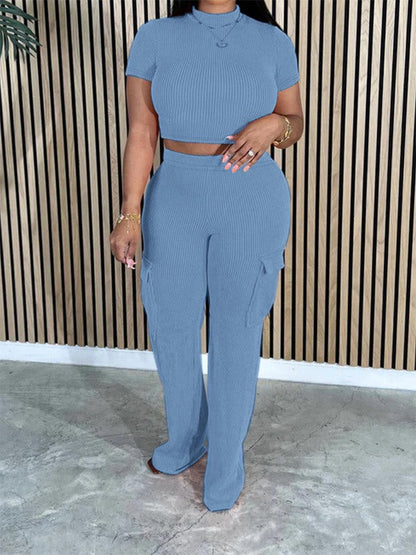 Morchique Solid Tee & Cargo Pants Set