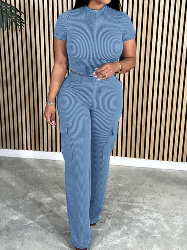 Morchique Solid Tee & Cargo Pants Set