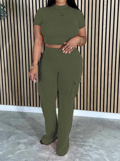 Morchique Solid Tee & Cargo Pants Set