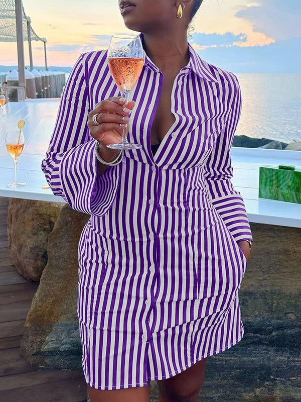 Gorgeousladie Stripe Shirt Dress